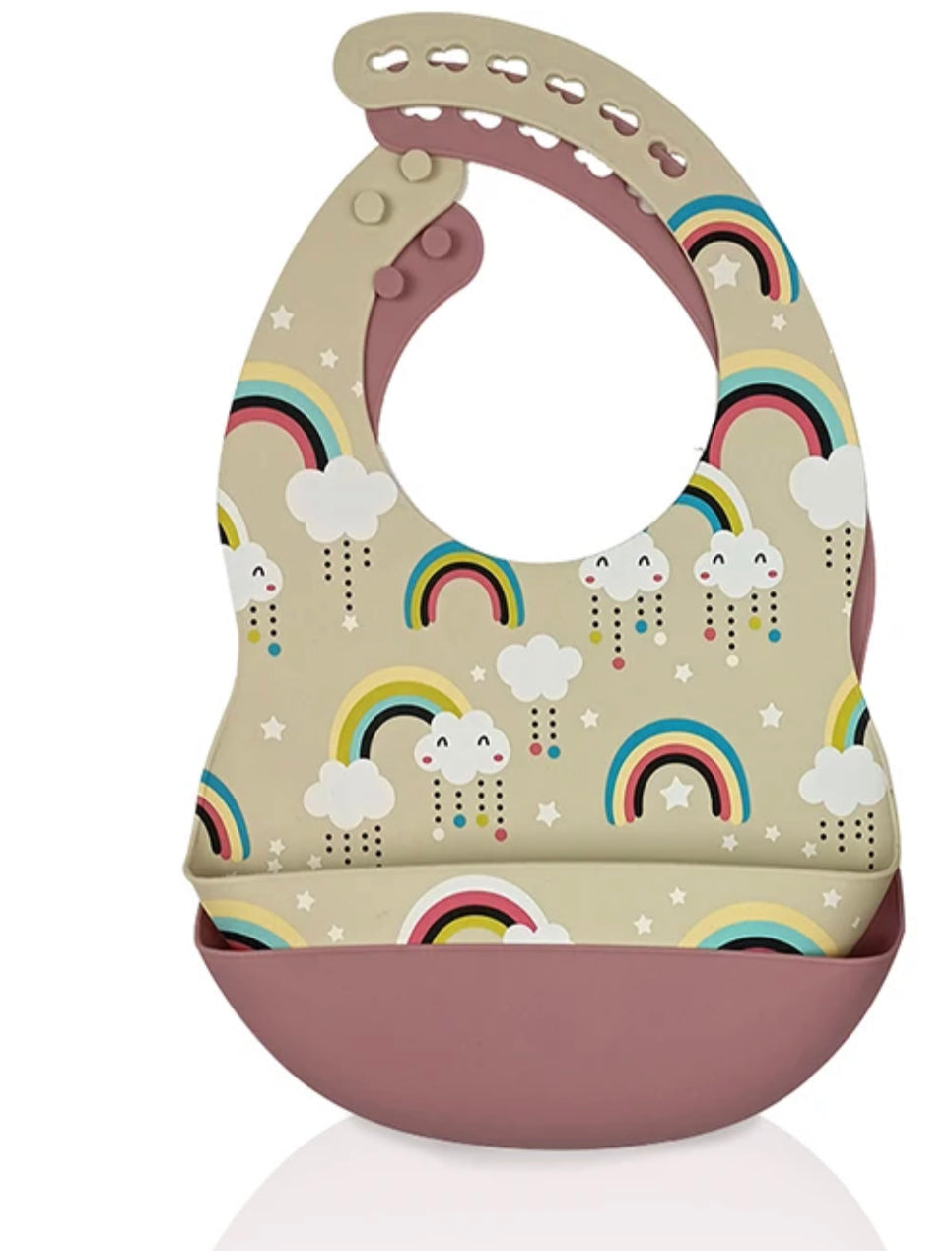 Baby / Toddler Silicone Printed Pattern Bib Weaning Set. ( Sky Rainbow Bib)