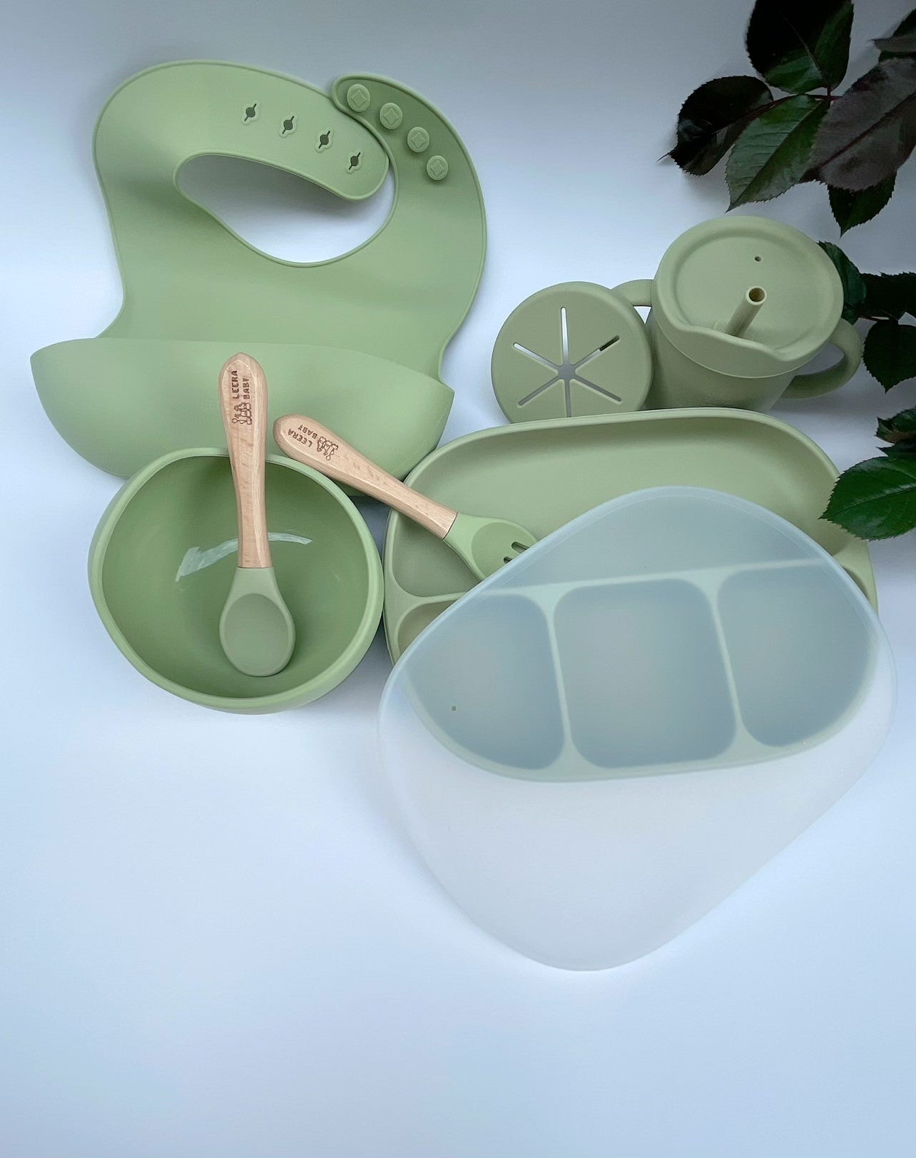 Complete Silicon Suction Plate Baby/Toddler Feeding Set, Baby Led Weaning Supplies, First Stage Solid Food Utensils