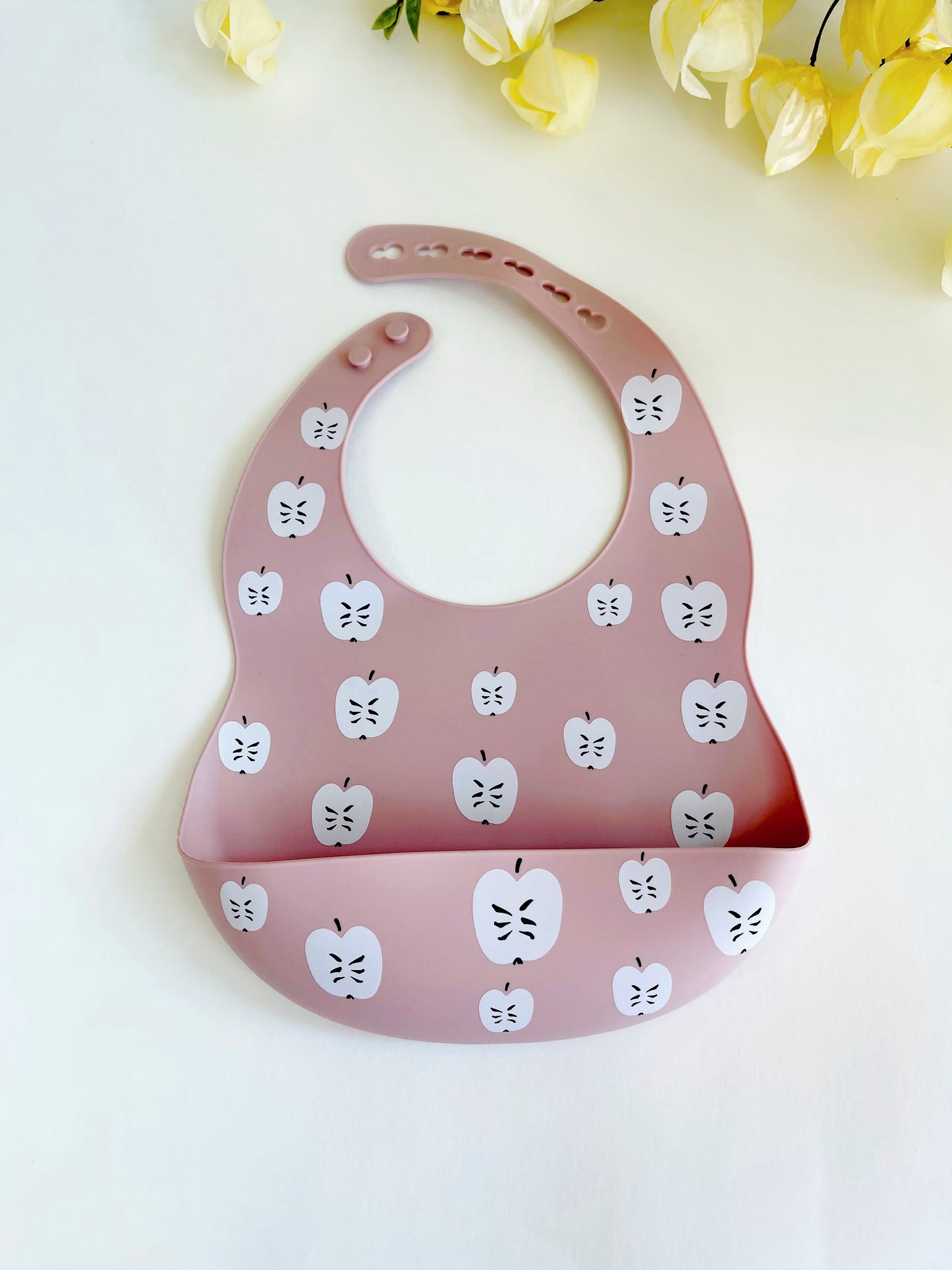 Baby / Toddler Silicone Printed Pattern Bib Weaning Set. ( apple )