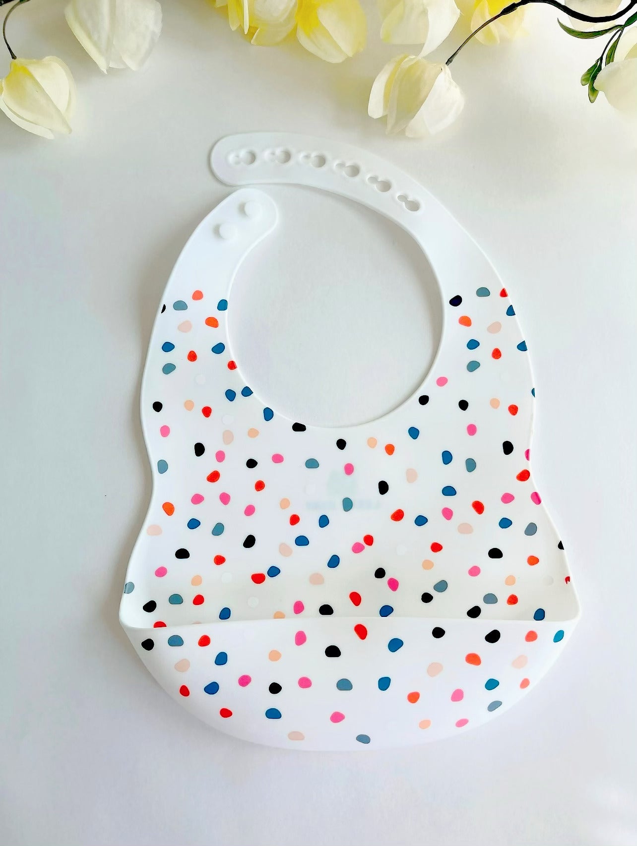 Baby / Toddler Silicone Printed Pattern Bib Weaning Set. ( Dots )