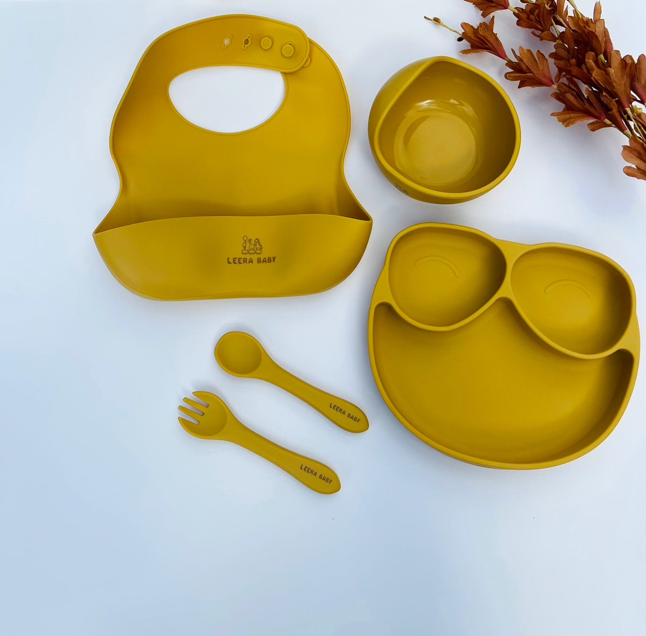 Silicon Weaning set, Silicon Animal suction plate set (owl), Baby Gift Idea, Baby/Toddler Dinnerware