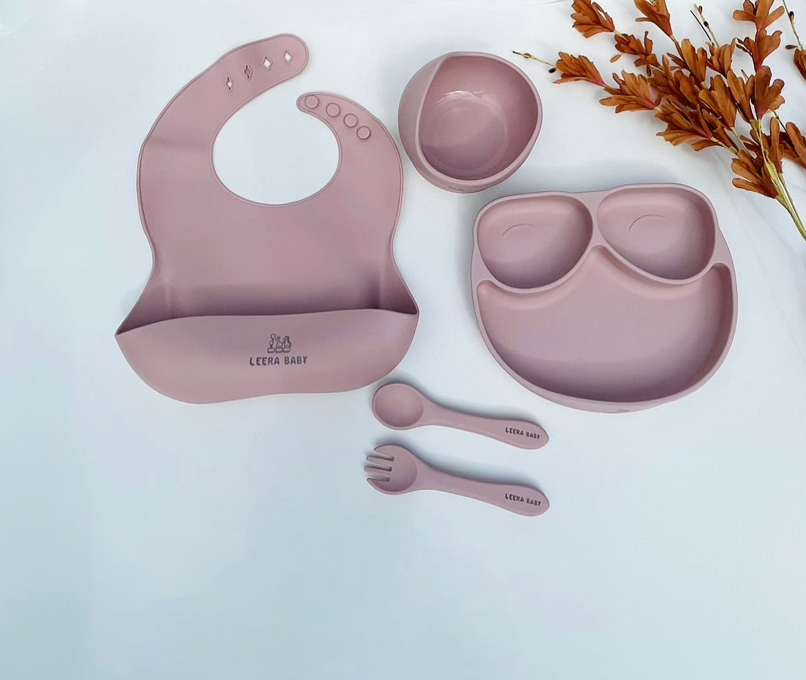 Silicon Weaning set, Silicon Animal suction plate set (owl), Baby Gift Idea, Baby/Toddler Dinnerware