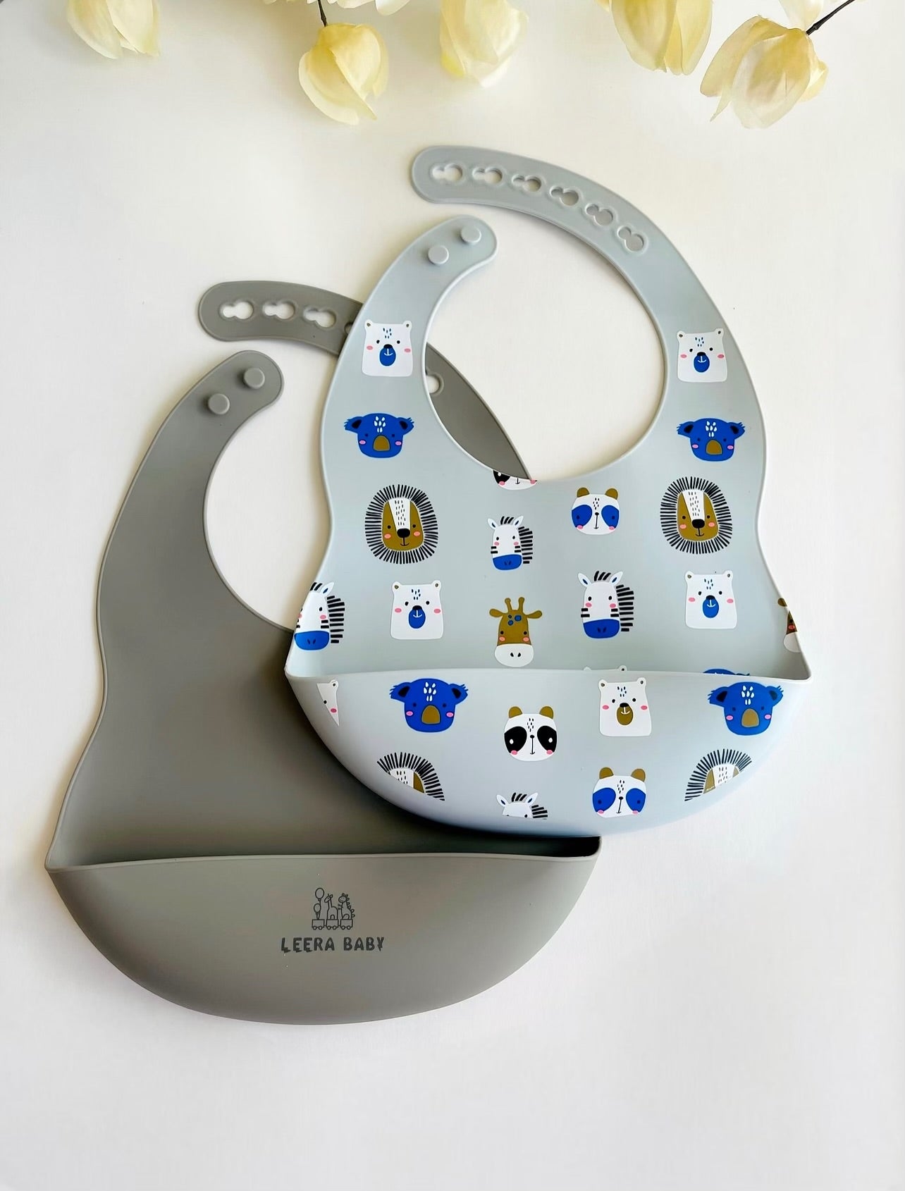 Silicone Patterned Bib Weaning Set