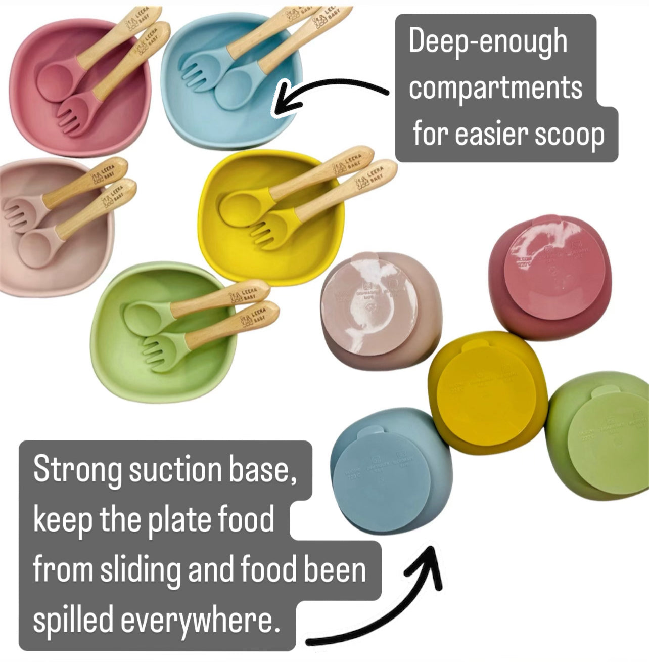 Silicone Suction bowl with spoon and Fork(Yellow).