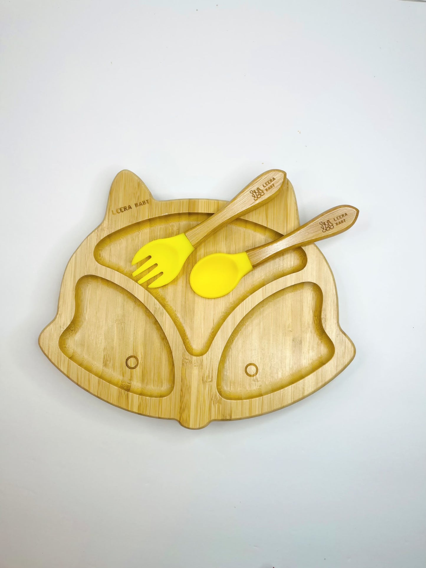 Fox Animal Bamboo Suction Plate + Spoon + Fork